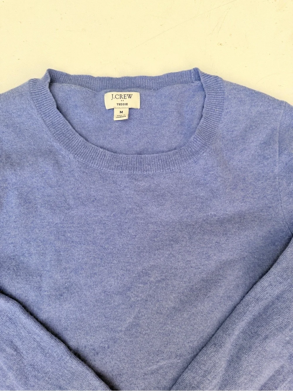J Crew Teddie blue crew neck merino wool sweater